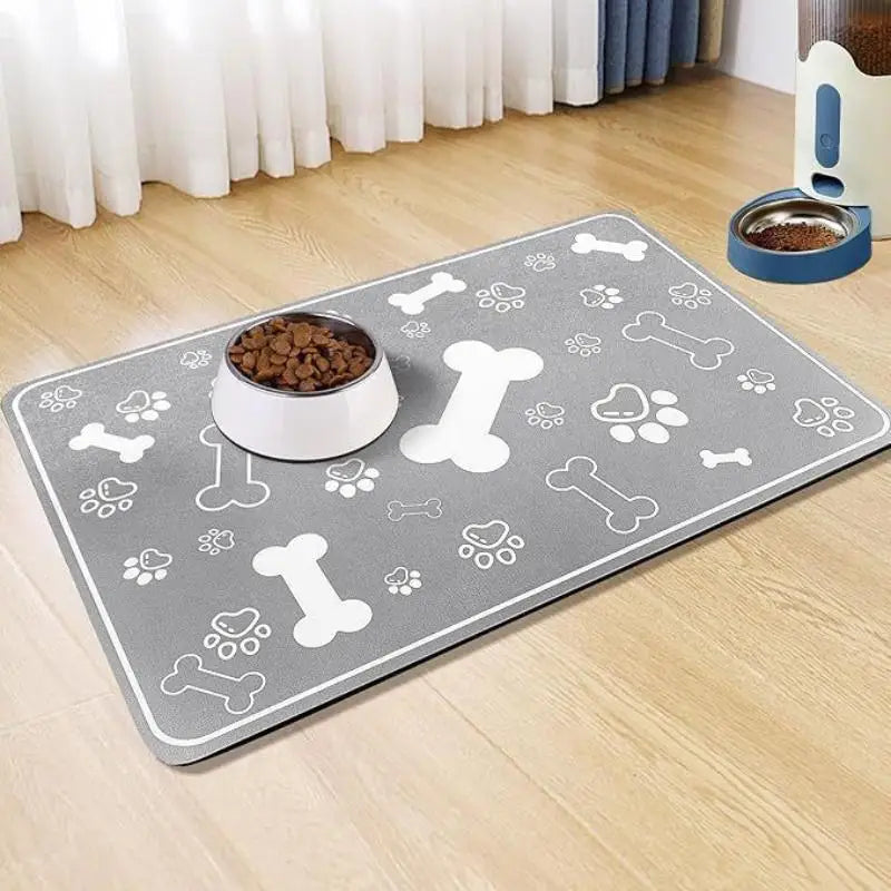 Tapete Absorbente para Comida y Agua, con Base de Goma Impermeable Antideslizante