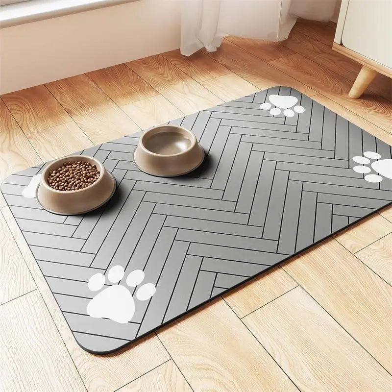 Tapete Absorbente para Comida y Agua, con Base de Goma Impermeable Antideslizante